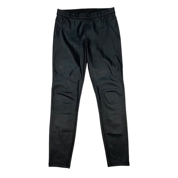 Free People Vegan Faux Leather Legging Pants 26 Black Pull On Cropped Moto Fall - Picture 1 of 12